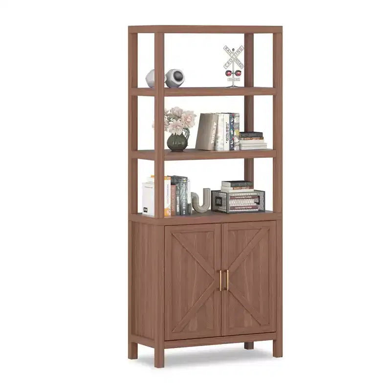 Libreria stretta a 5 ripiani con struttura in metallo