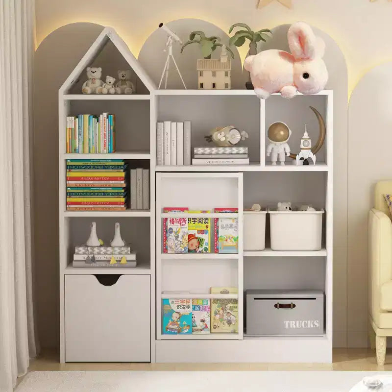 Libreria stretta a 5 ripiani con struttura in metallo