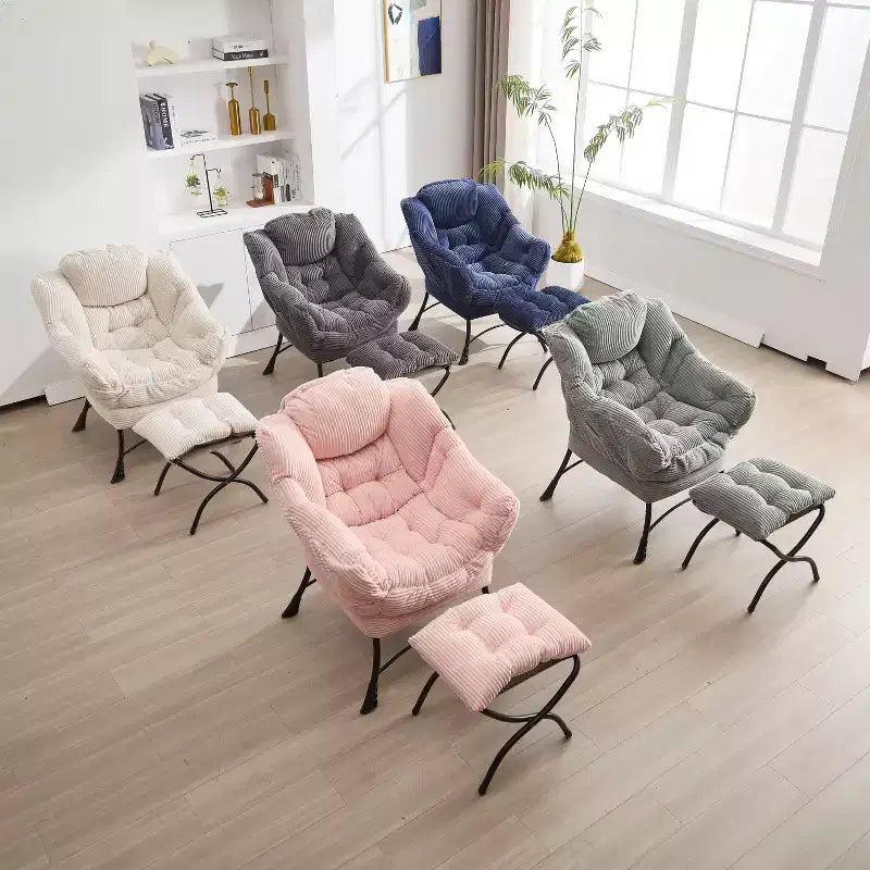 Poltrona relax con pouf e tasca laterale