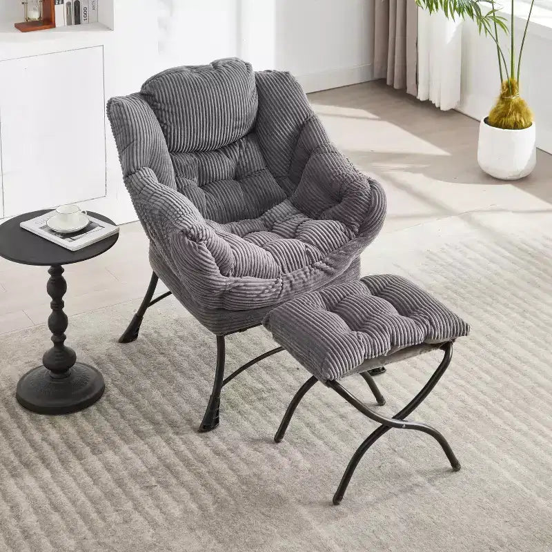 Poltrona relax con pouf e tasca laterale