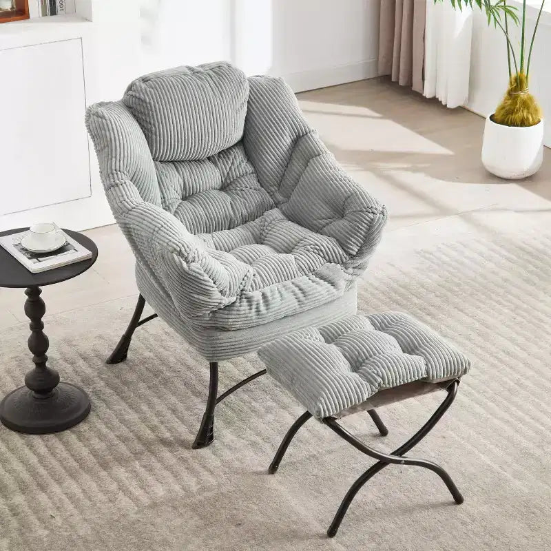 Poltrona relax con pouf e tasca laterale