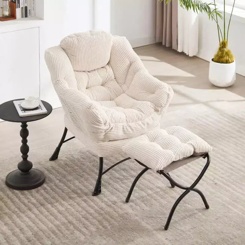 Poltrona relax con pouf e tasca laterale