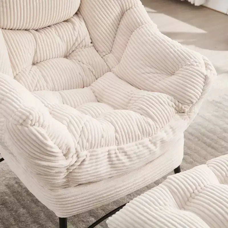 Poltrona relax con pouf e tasca laterale