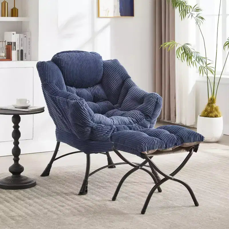 Poltrona relax con pouf e tasca laterale