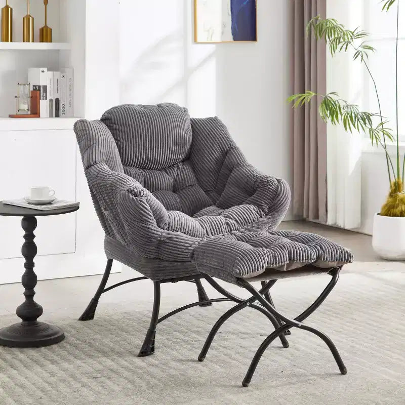 Poltrona relax con pouf e tasca laterale