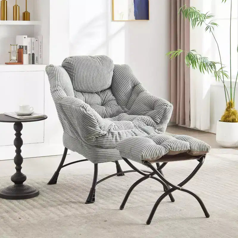 Poltrona relax con pouf e tasca laterale