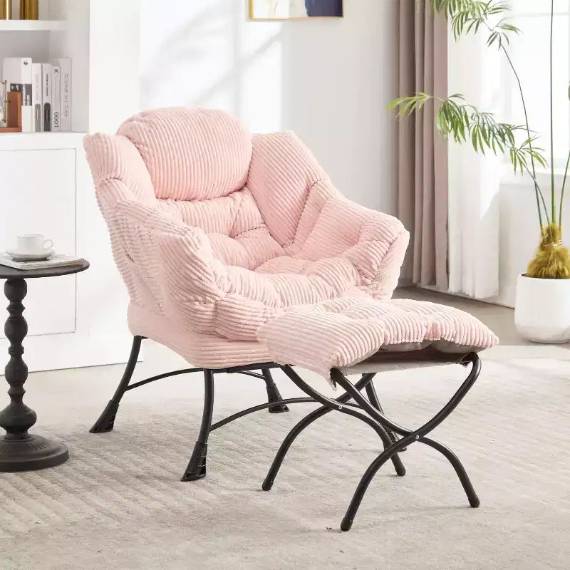 Poltrona relax con pouf e tasca laterale