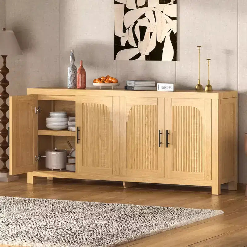 Credenza da buffet con ante ad arco scanalate e ripiani regolabili, 180 cm