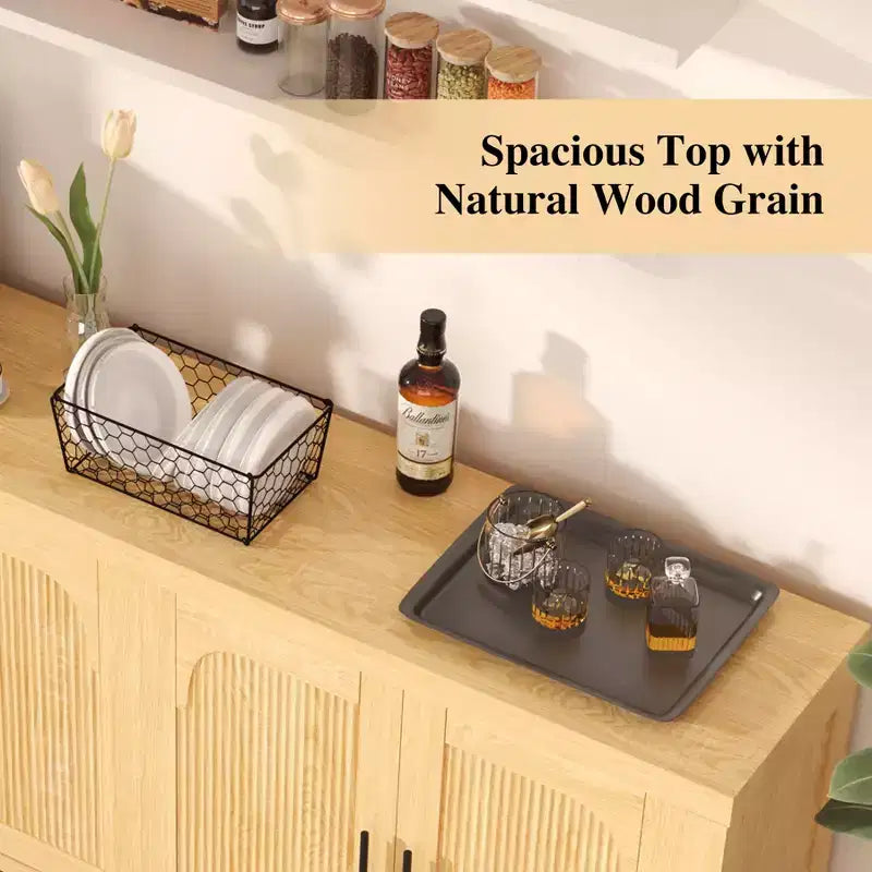 Credenza da buffet con ante ad arco scanalate e ripiani regolabili, 180 cm