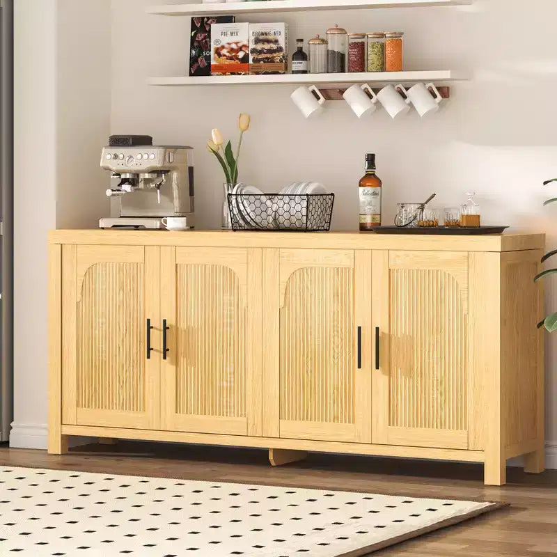 Credenza da buffet con ante ad arco scanalate e ripiani regolabili, 180 cm