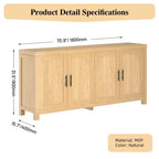 Credenza da buffet con ante ad arco scanalate e ripiani regolabili, 180 cm
