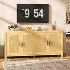 Credenza da buffet con ante ad arco scanalate e ripiani regolabili, 180 cm