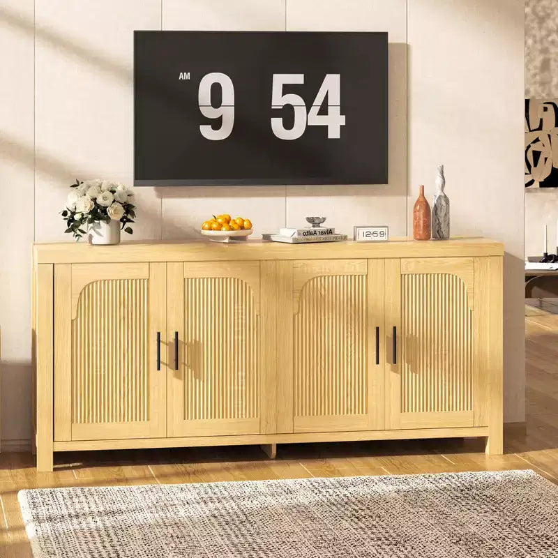 Credenza da buffet con ante ad arco scanalate e ripiani regolabili, 180 cm