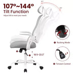 Sedia da Ufficio Ergonomica con Schienale Alto in Rete con Poggiatesta Regolabile e Braccioli Ribaltabili