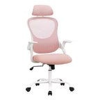 Sedia da Ufficio Ergonomica con Schienale Alto in Rete con Poggiatesta Regolabile e Braccioli Ribaltabili