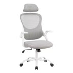Sedia da Ufficio Ergonomica con Schienale Alto in Rete con Poggiatesta Regolabile e Braccioli Ribaltabili