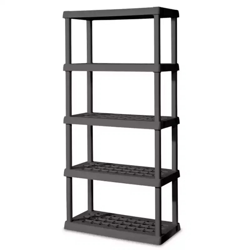 Sterilite 5 Shelf Unit, Heavy Duty, Easy to Assemble Plastic Storage Shelving, Organize Shelves in the Garage, Basement, Attic, Mudroom, 2 Pack, Gray