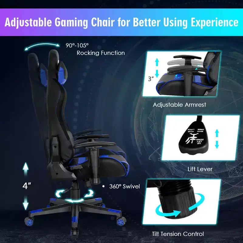 Sedia da Gaming Ergonomica con Luci LED RGB e Telecomando