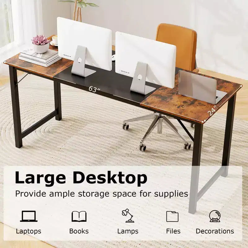 Scrivania grande da 160 cm con struttura in metallo per ufficio domestico