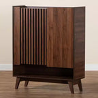 Scarpiera Mid-Century Modern con ante a doghe
