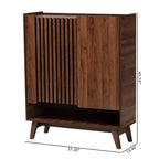 Scarpiera Mid-Century Modern con ante a doghe