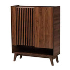 Scarpiera Mid-Century Modern con ante a doghe