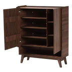 Scarpiera Mid-Century Modern con ante a doghe