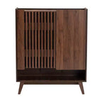 Scarpiera Mid-Century Modern con ante a doghe
