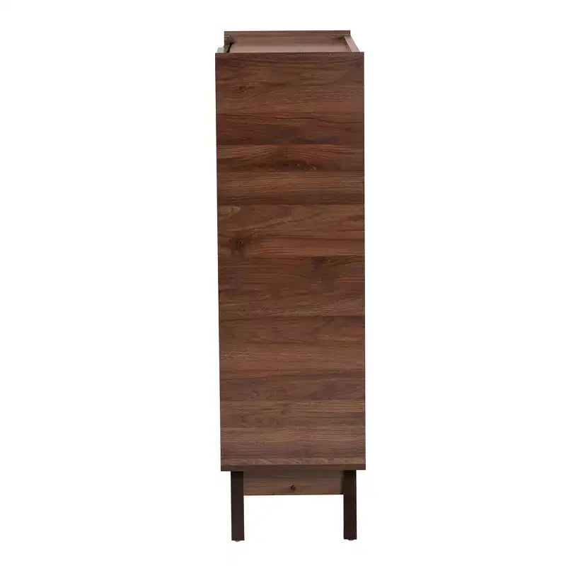 Scarpiera Mid-Century Modern con ante a doghe