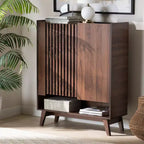 Scarpiera Mid-Century Modern con ante a doghe