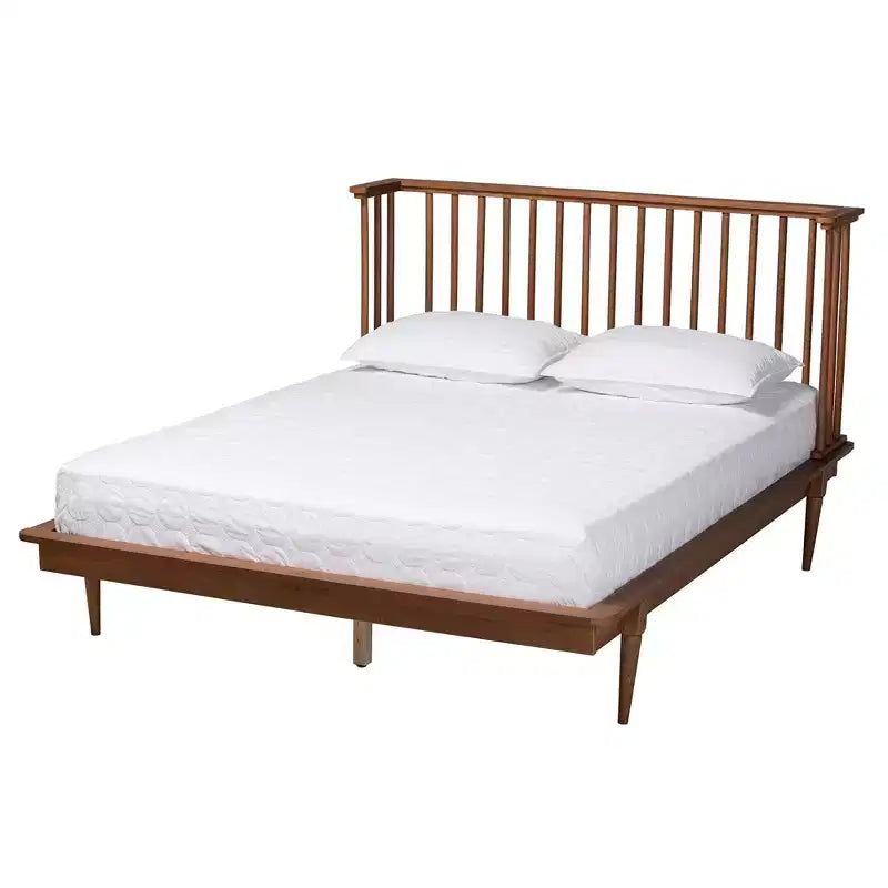 Letto a piattaforma in legno Flint Mid-Century Modern