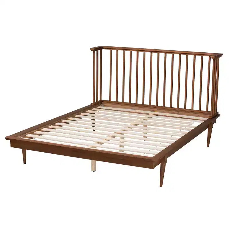 Letto a piattaforma in legno Flint Mid-Century Modern