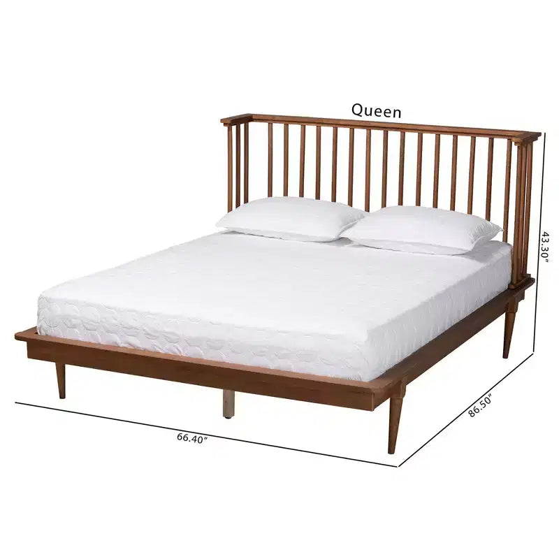 Letto a piattaforma in legno Flint Mid-Century Modern