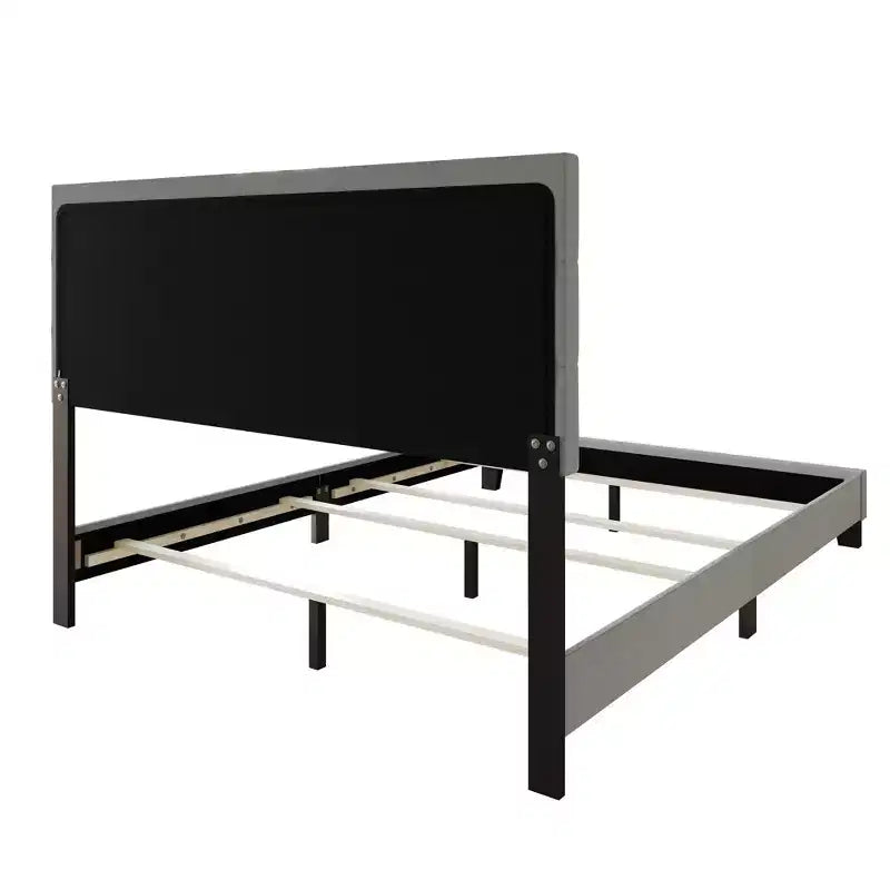 Letto a pannello con 2 comodini, grigio
