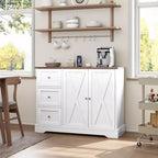 Credenza a buffet con contenitore, mobile bar per caffè con 3 cassetti, credenza per cucina, sala da pranzo, soggiorno, bianca