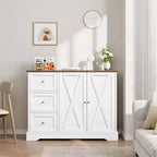 Credenza a buffet con contenitore, mobile bar per caffè con 3 cassetti, credenza per cucina, sala da pranzo, soggiorno, bianca