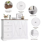 Credenza a buffet con contenitore, mobile bar per caffè con 3 cassetti, credenza per cucina, sala da pranzo, soggiorno, bianca