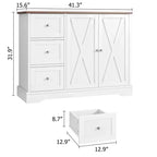 Credenza a buffet con contenitore, mobile bar per caffè con 3 cassetti, credenza per cucina, sala da pranzo, soggiorno, bianca