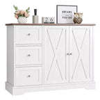 Credenza a buffet con contenitore, mobile bar per caffè con 3 cassetti, credenza per cucina, sala da pranzo, soggiorno, bianca